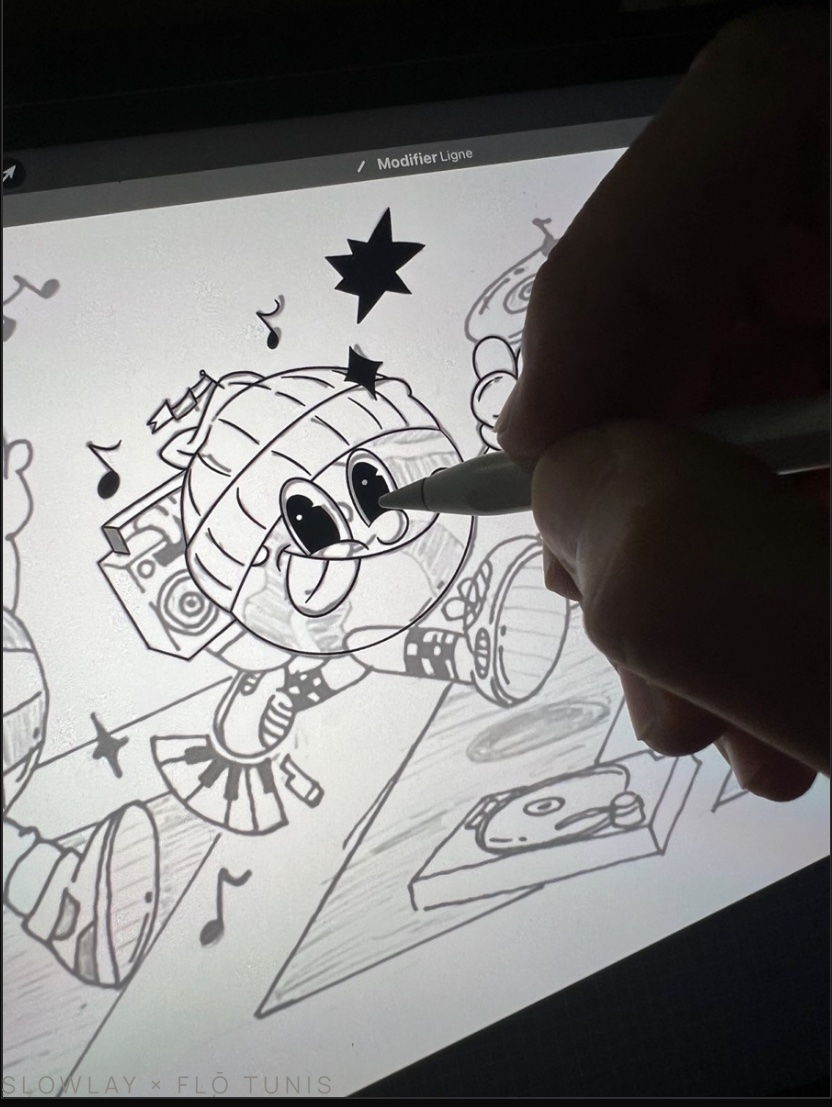 Croquis de l'affiche dessin&eacute; au stylet sur tablette